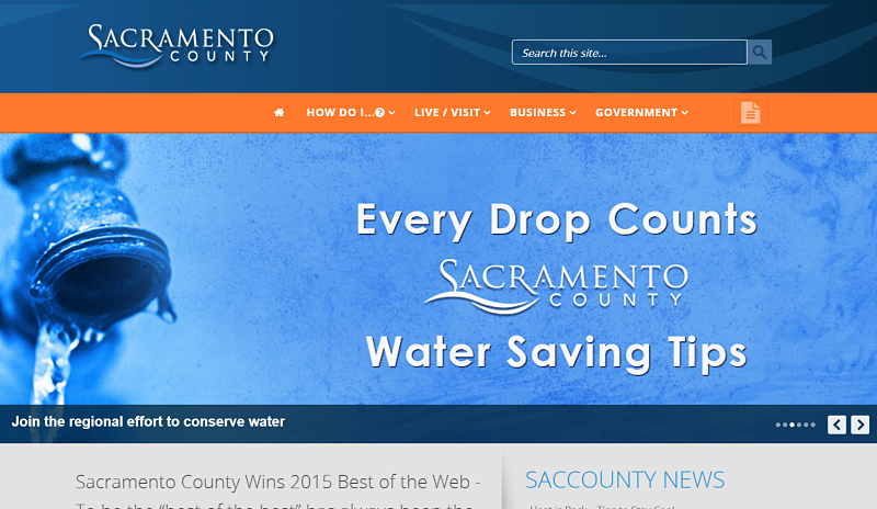 Sacramento County, California website screenshot best government websites