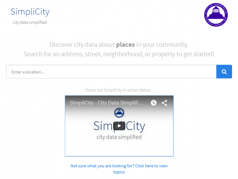 screenshot SimpliCity Asheville North Carolina government civic technology