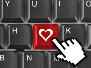 Computer keyboard with love key - internet concept