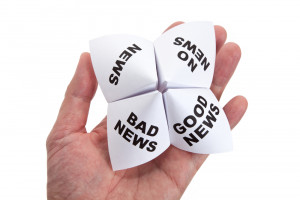 Paper Fortune Teller, Good News; Bad News; No News; News, concept of business decision