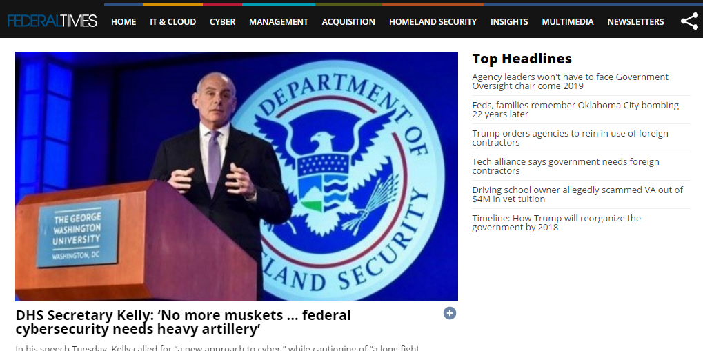 screenshot of Federal Times