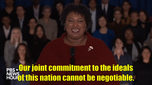 Stacey Abrams gave the official rebuttal to the 2019 State of the Union and said "our joint commitment to the ideals of this nation cannot be negotiable."