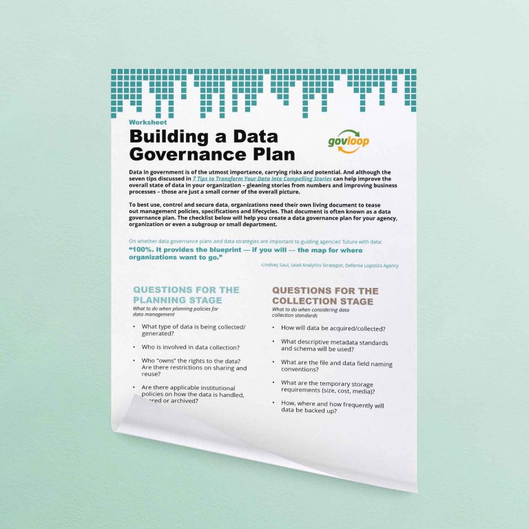 Worksheet Building a Data Governance Plan » Resources GovLoop