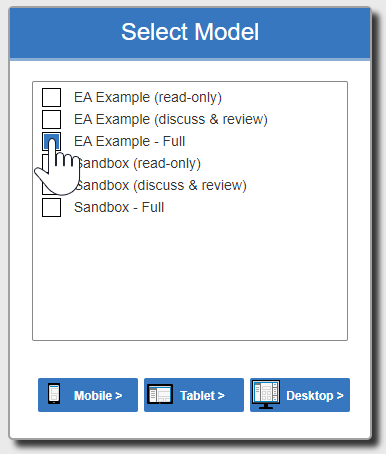 The Enterprise Architect web version interface