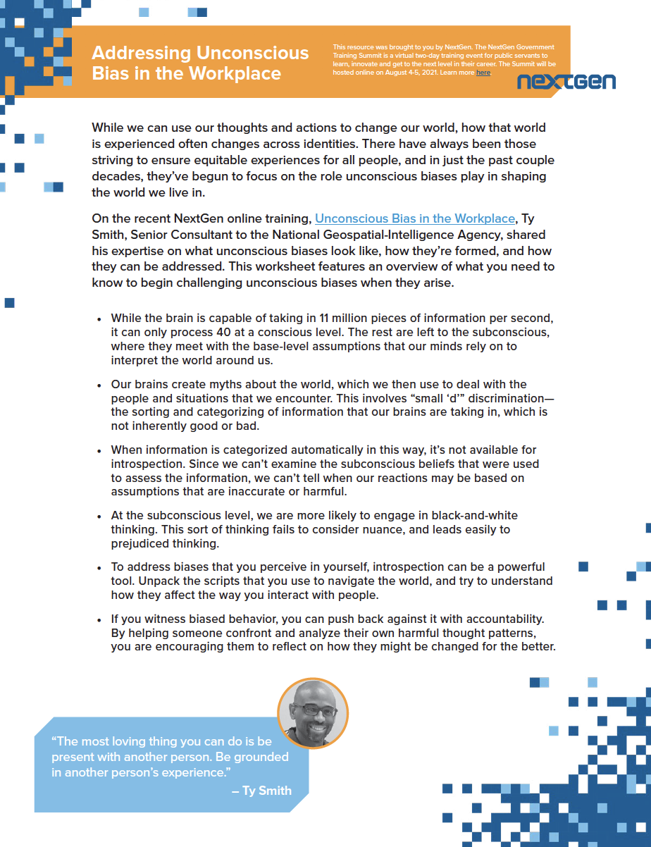 Addressing Unconscious Bias In The Workplace Resources Govloop Addressing Unconscious Bias In The Workplace Resources Govloop