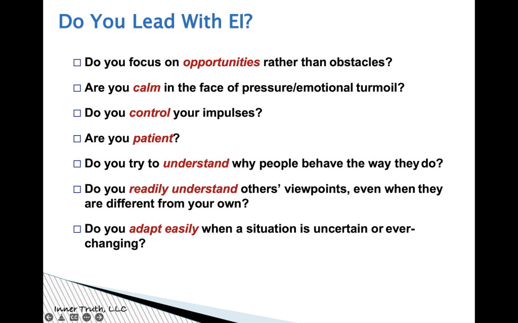 Screenshot of slide "Do You Lead With EI?"
