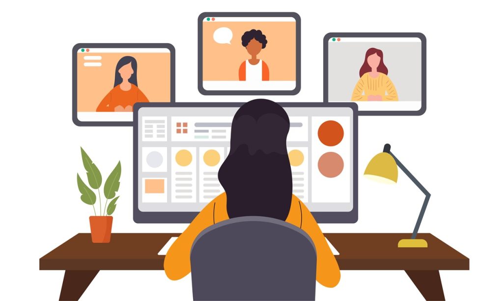 Woman taking online training