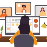 Woman taking online training