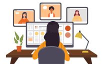 Woman taking online training