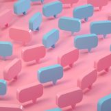 Blue and pink speech bubbles