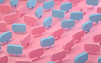 Blue and pink speech bubbles