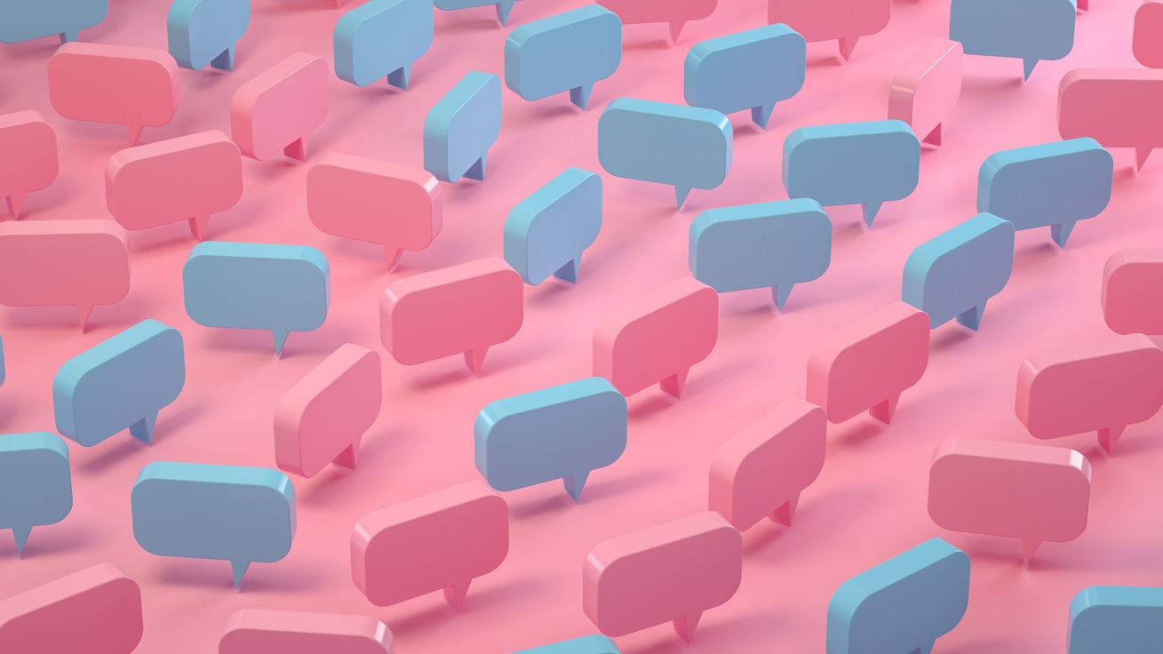 Blue and pink speech bubbles